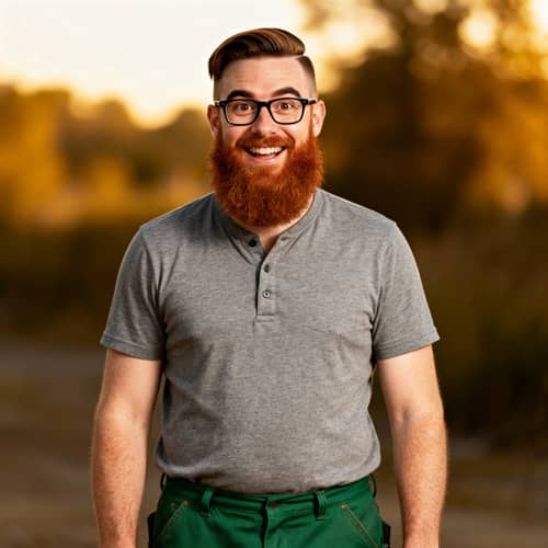 Enthusiastic Caucasian Man with Glasses and Beard Enthusiastic Caucasian Man with Glasses and Beard