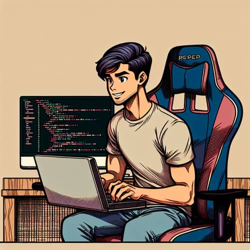 Young Hispanic Male Programming in Disney Pixar Style