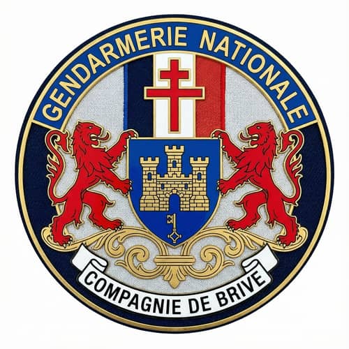 Brive Gendarmerie Shield: Lion Emblems & Lorraine Cross