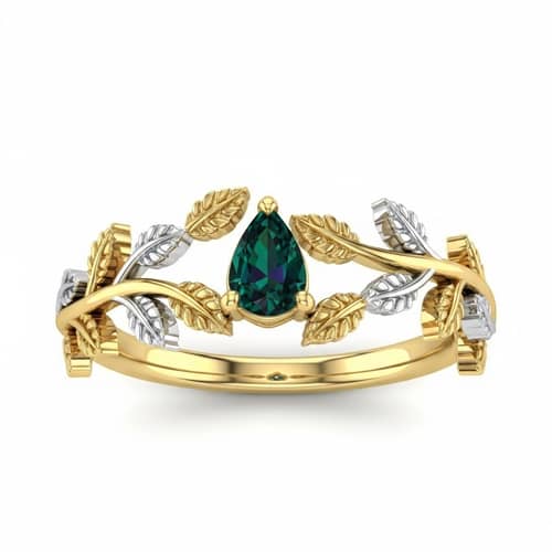 Unique Yellow & White Gold Engagement Ring with Alexandrite