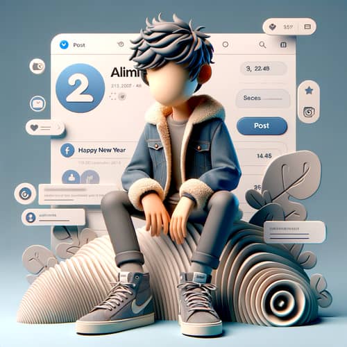 Unique Animated Character Sitting on Instagram Logo | Happy New Year
