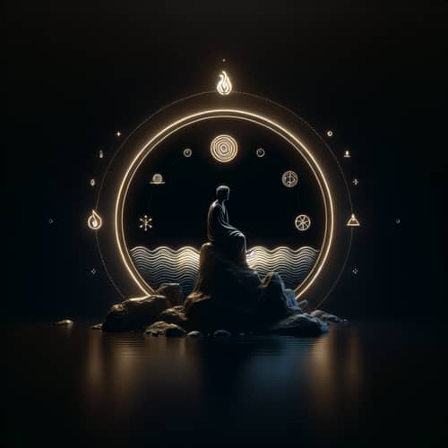 Los Estoicos HD - Illuminated Black Background Image