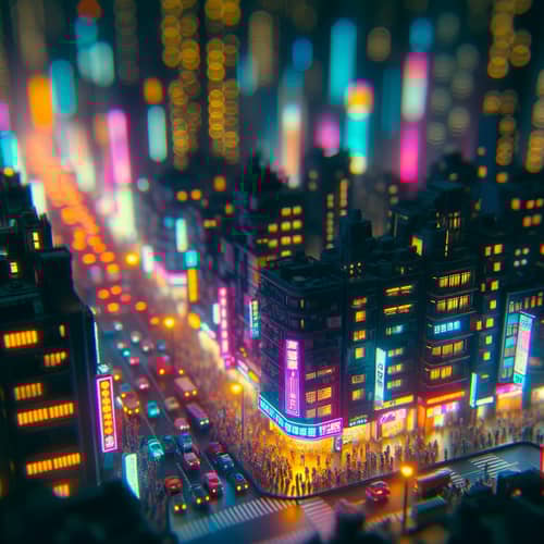 Futuristic Cyberpunk Cityscape | High Contrast Neon Lights