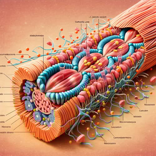 Muscle Fiber Anatomy and Contraction Mechanism Illustration