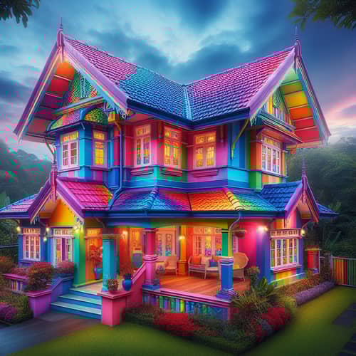 Vibrant Multicoloured House: Contemporary & Traditional Design