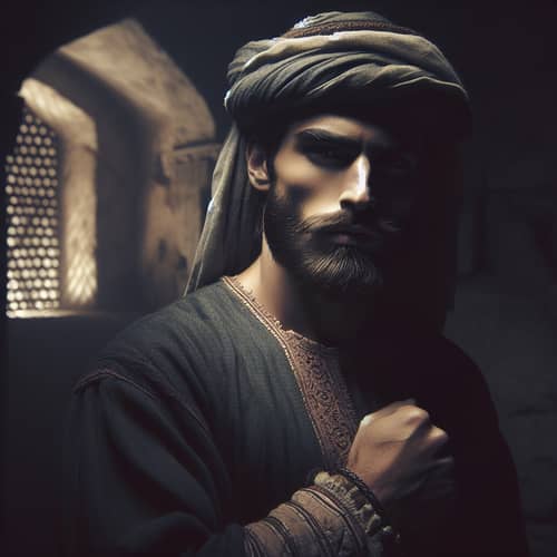 Middle-Eastern Prince in Chiaroscuro Dungeon - Defiance & Mystery