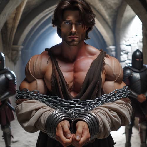 Robust Prince Shackled in Dungeon | Castle Guard Restraints