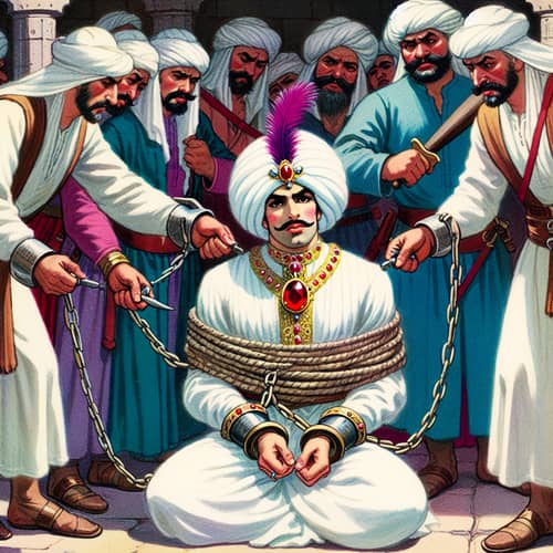 Captured Prince Aladdin: Chained, Shackled & Gagged by Palace Guards