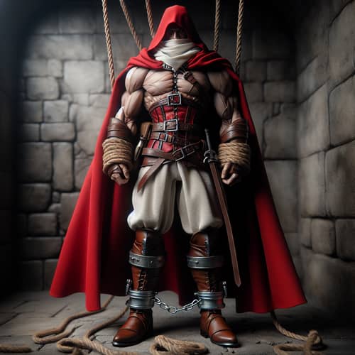 Heroic Prince in Chains: Muscular Figure in Palace Dungeon