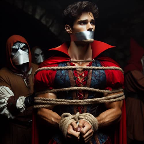 Real Life Prince Phillip Bound and Gagged by Maleficent's Goons in Dungeon