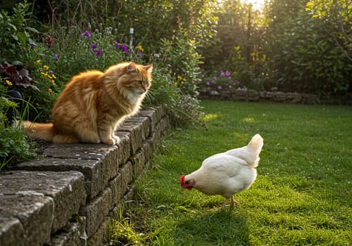Adorable Cat and Chicken Interaction