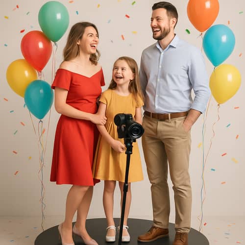 Happy Family Video Shoot on Round Platform Happy Family Video Shoot on Round Platform