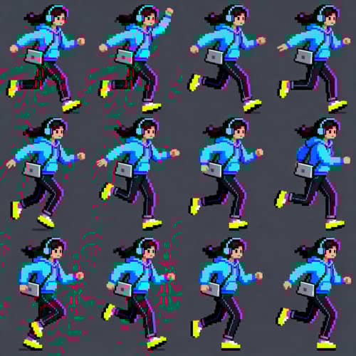 2D Pixel Animation Sprite Sheet for Programmer Girl 2D Pixel Animation Sprite Sheet for Programmer Girl
