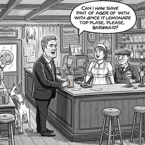 Humorous Cartoon of a Northern English Pub Scene