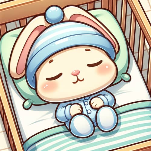 Adorable Baby Bunny Sleeping in Crib