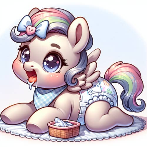Adorable Newborn Pony in Baby Attire | Cute Crawling Pony Dreaming in Cradle