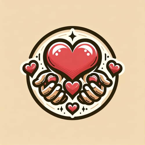 Heart Logo with Cartoonish Hands - Unity and Love Design