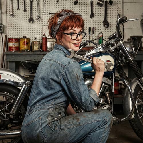 Vintage Pinup Girl Motorcycle Mechanic Vintage Pinup Girl Motorcycle Mechanic