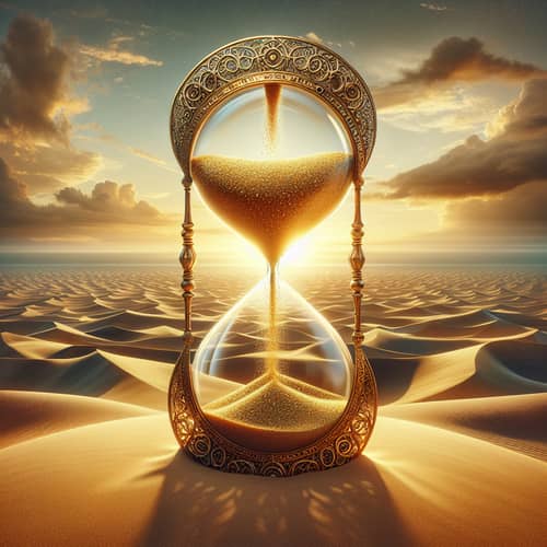 The Sands of Time - Intricately Designed Hourglass in Desert