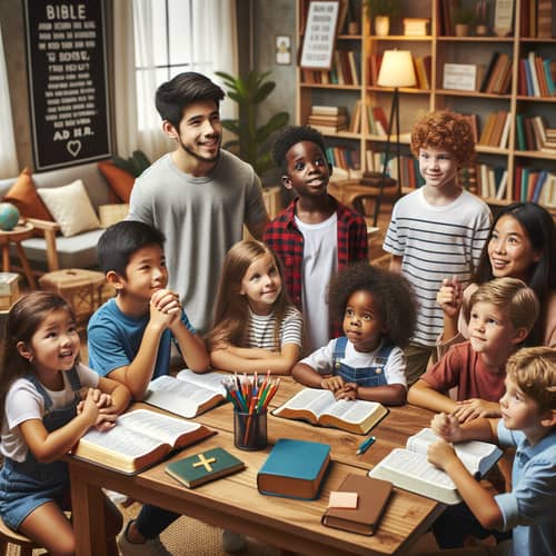 Diverse Children's Bible Class with Brothers & Sisters