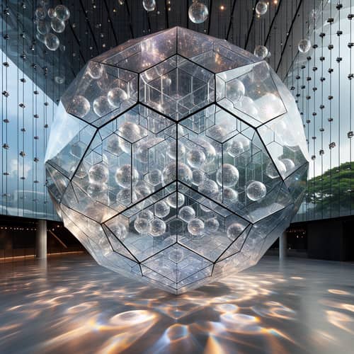 Giant Glass Dodecahedron: Mesmerizing Airborne Sculpture