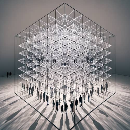 Tribonacci Glass Sculpture: Geometric Precision & Ethereal Atmosphere