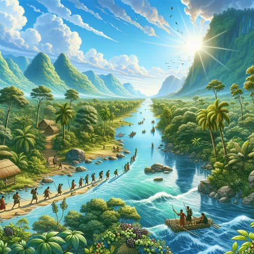 Adventurous Journey Among Abundant Fruit Trees and Majestic River