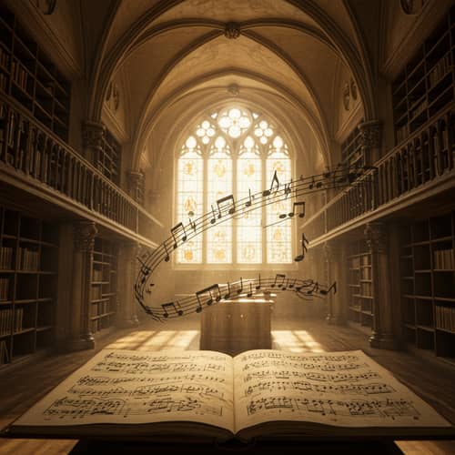 Dancing Music Notes in a Medieval Library Dancing Music Notes in a Medieval Library