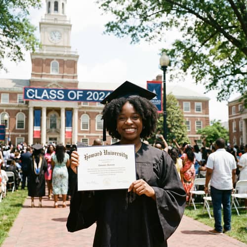 Proud College Graduate in Cap and Gown Proud College Graduate in Cap and Gown