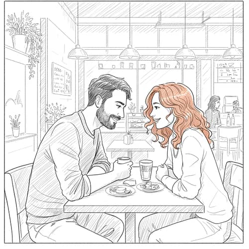 Couple Dining Together in a Cozy Cafe