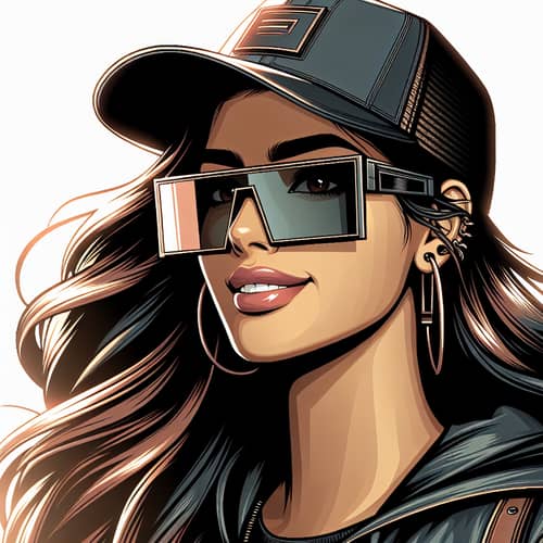Cinematic 2D Illustration of Young Hispanic Woman