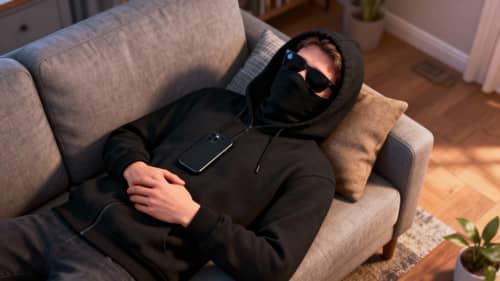 Cinematic 3D Render of a Man Napping at Home Cinematic 3D Render of a Man Napping at Home