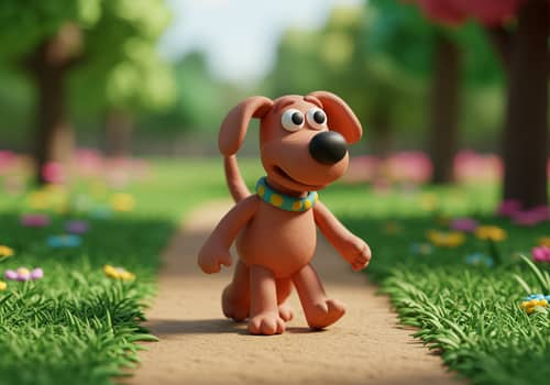 Claymation Dog Walking in the Park Claymation Dog Walking in the Park