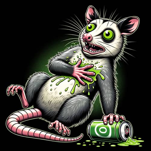 Humorous Possum Caricature Having a Heart Attack