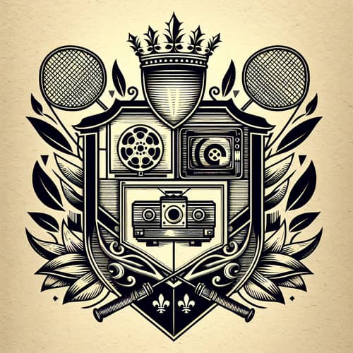 Medieval Coat of Arms with Film and TV Elements & Badminton Rackets