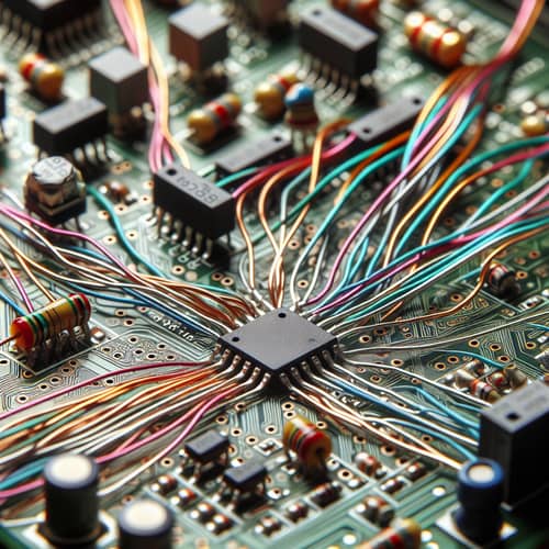 Intricately Wired PCB Board with Greenish Color | Electronic Components Layout