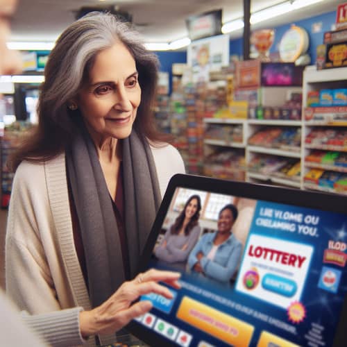 Hispanic Woman at Lottery Shop - Join the Fun!