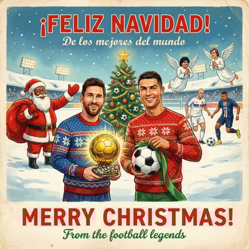 Christmas Card Featuring Messi & Ronaldo Christmas Card Featuring Messi & Ronaldo