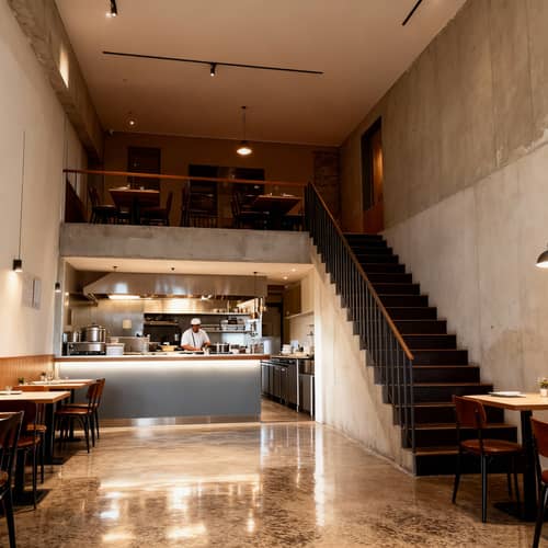 Restaurant Renovation: Stairs & Open Kitchen Restaurant Renovation: Stairs & Open Kitchen