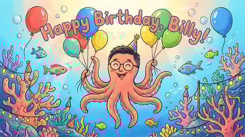 Whimsical Birthday Card for Billy - Underwater Fun Whimsical Birthday Card for Billy - Underwater Fun