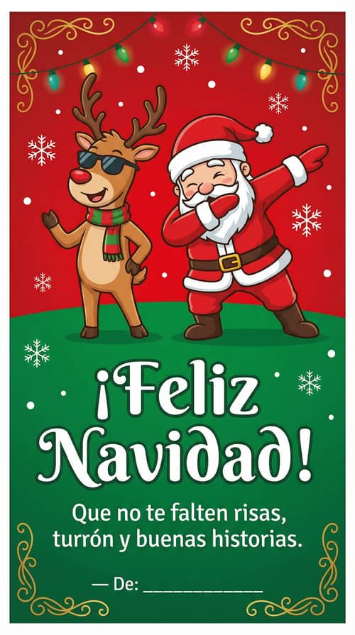 Fun Vertical Christmas Card in Spanish