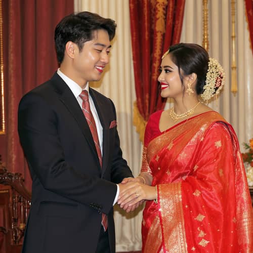 Jungkook and Girl in Red Saree: A Beautiful Moment
