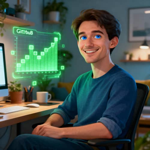 Friendly Frontend Developer in Cozy Workspace