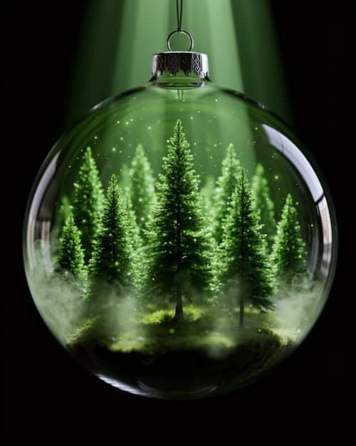 Translucent Glass Ornament with Miniature Pine Forest