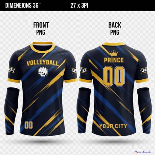Custom Volleyball Jersey Design with Gold Accents