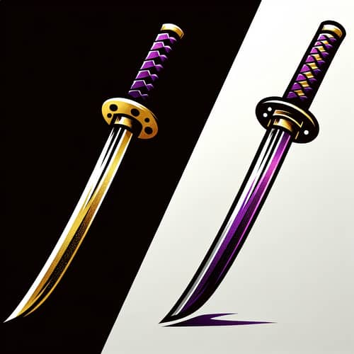 Gold & Purple Katana Sword Logo Design