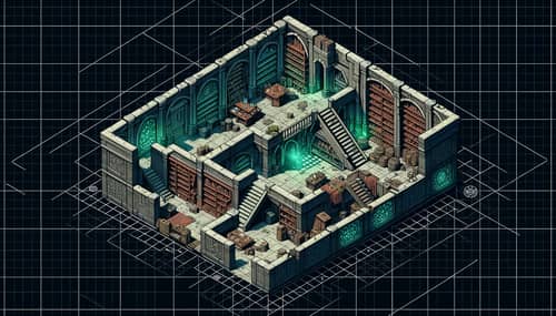Isometric Map of Abandoned Magic Shop for D&D
