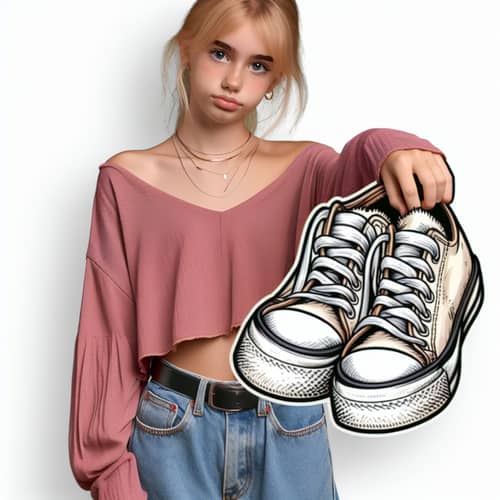 Teen Girl with Dirty Shoes Asking for Cleanup