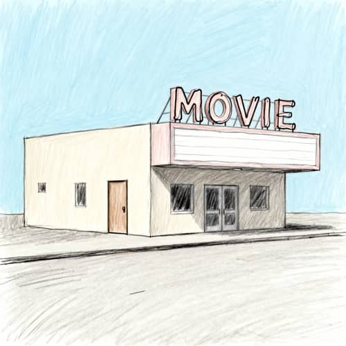 Simple Childlike Drawing of a Movie Theatre Simple Childlike Drawing of a Movie Theatre