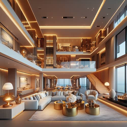 Ultra-Luxury Modern Seaside Villa with High Living Room